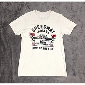 Indiana Motor Speedway Shirt Men's Medium Indy 500 Graphic Tee Racing White